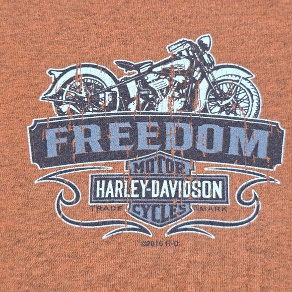 Harley Davidson Mississippi Coast Biloxi, Mi Shirt Men 2xl Orange Biker Freedom - Picture 5 of 7